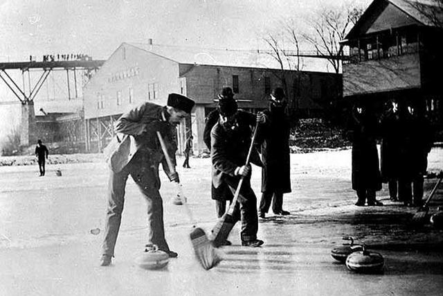 Curling on the Mississippi River, c. 1891.
