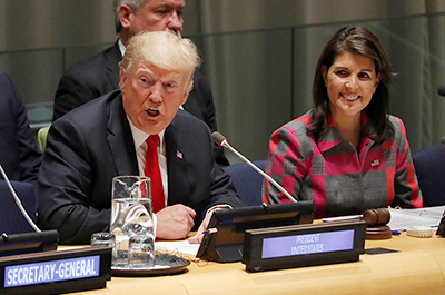 President Donald Trump, U.N. Ambassador Nikki Haley