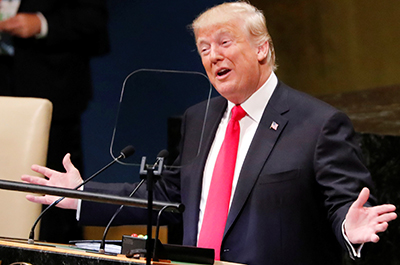 photo of donald trump speaking to un general assembly