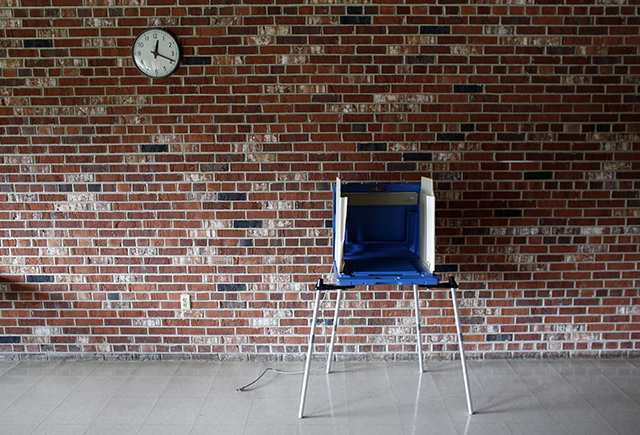 photo of a single voting booth