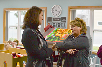 DHS Commissioner Emily Piper and Cedar Mountain Elementary Principal Patti Machart