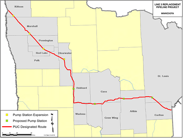 Enbridge Line 3, Public Utilities Commission designated route