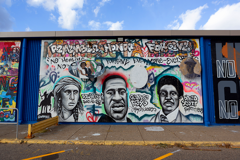 One of four murals created by Werm, a Chicago-based artist, remains on the former Kmart on Lake Street in Minneapolis.
