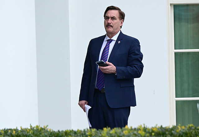 Mike Lindell, CEO of My Pillow, standing outside the West Wing of the White House in Washington, on January 15.