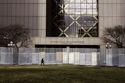 Fences shown in front of the Hennepin County Government Center
