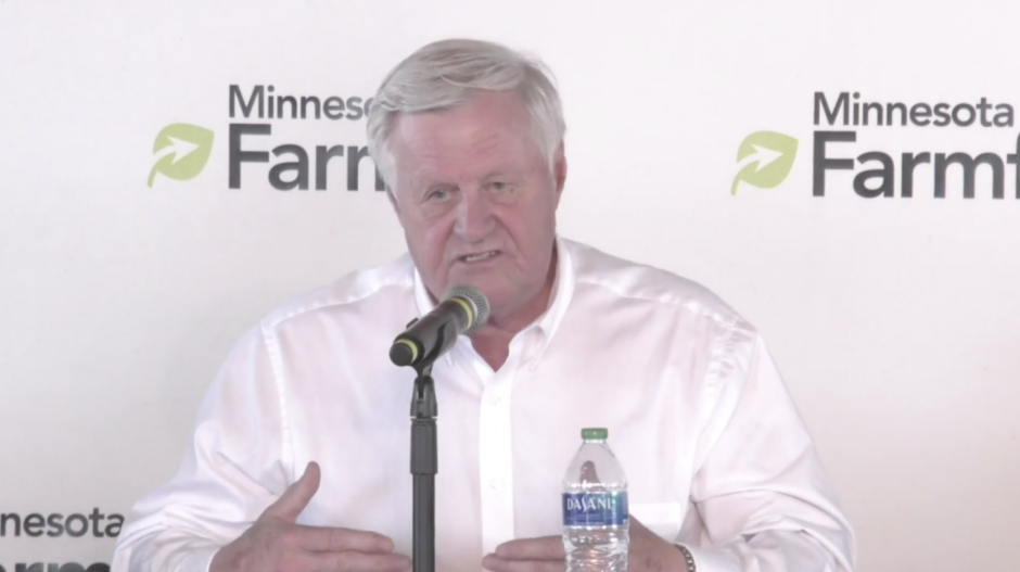 screenshot of formerr rep. collin peterson speaking at farmfest