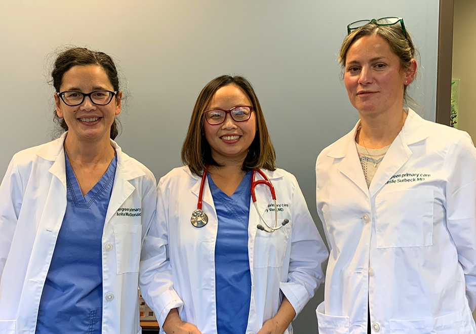Left to right: Dr. Anita MacDonald, Dr. Shary Vang, and Dr. Leslie Surbeck.