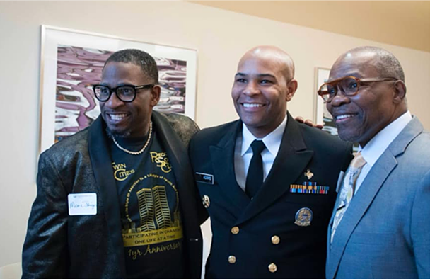 From left: Marc Johnigan, Surgeon General Jerome Adams and Turning Point CEO Peter Hayden at a community discussion at Hazelden Betty Ford in Plymouth.