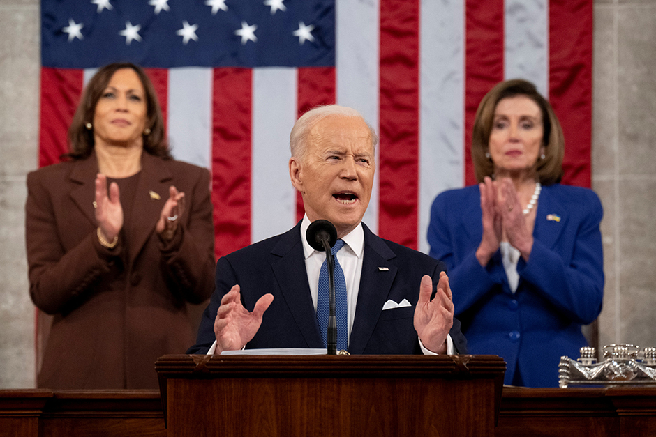 President Joe Biden delivering the State of the Union address at the U.S. Capitol on Tuesday evening.