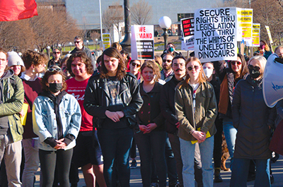 Pro-choice protesters rallying at the Minnesota State Capitol