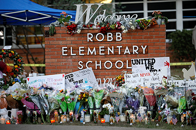 memorial for victims of the Robb Elementary school shooting