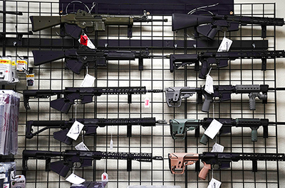 AR-15 style rifles for sale at a gun store