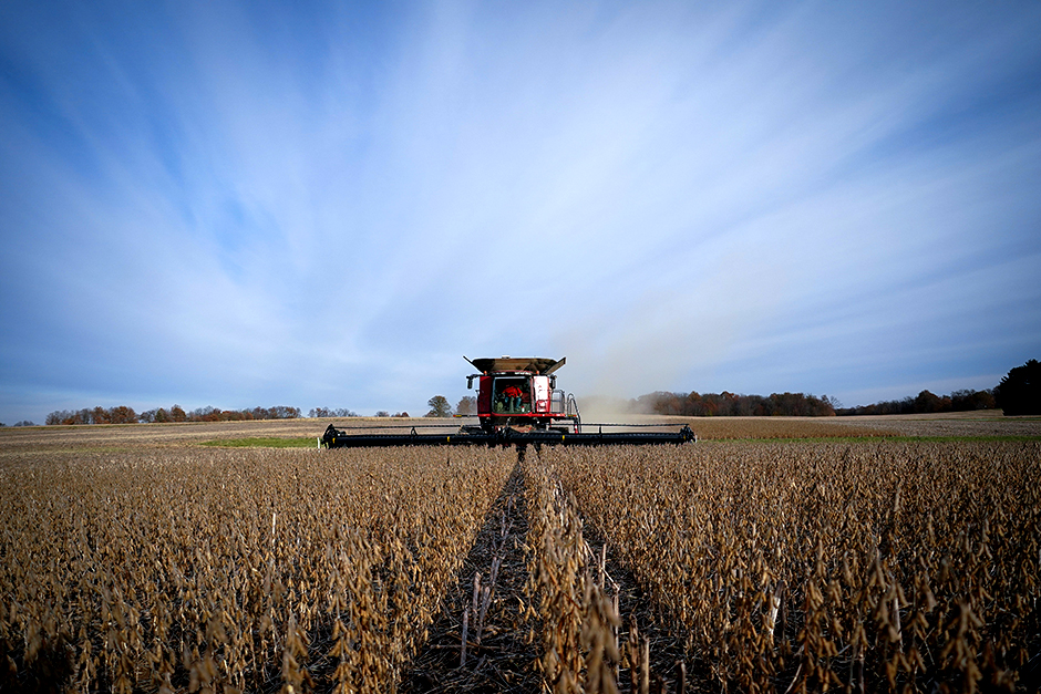 The price of corn and soybeans is a key driver of land prices.