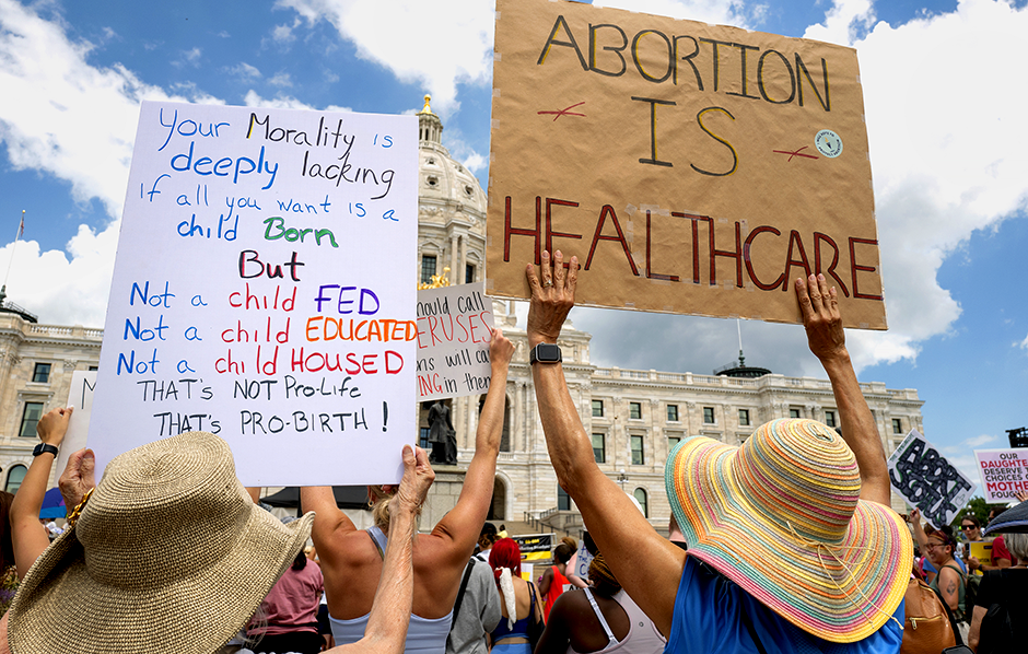 Attendees of the abortion rights march and protest at the Minnesota State Capitol on Sunday.