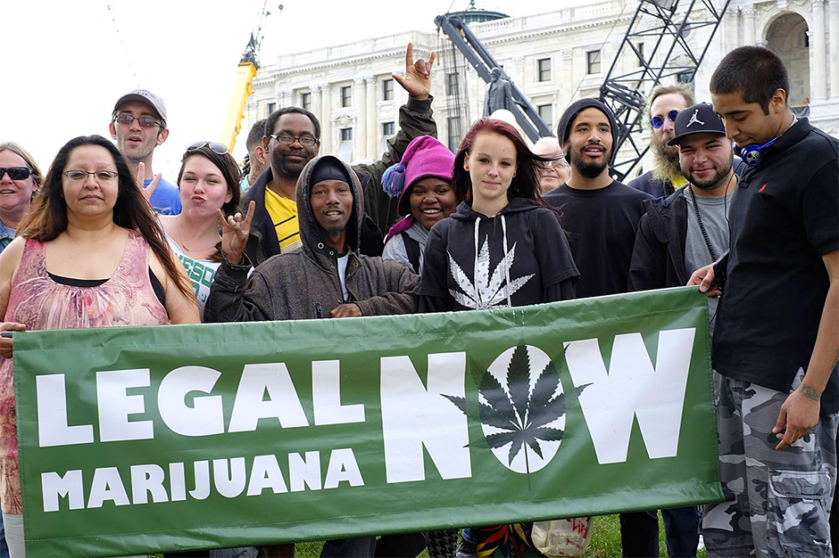 Minnesota Legal Marijuana Now Party members rallying at the Minnesota State Capitol on April 20, 2016.
