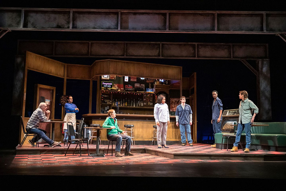 The cast of “Sweat,” currently playing at the Guthrie Theater’s proscenium stage.