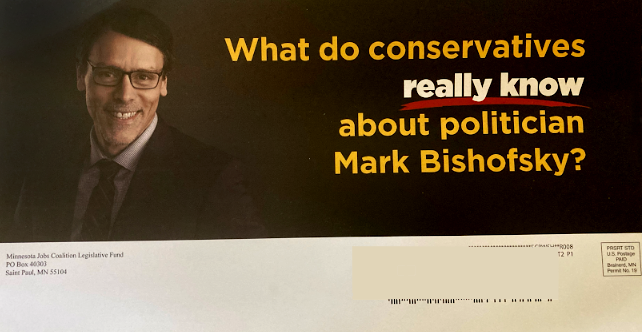 A political flyer from the Minnesota Jobs Coalition Legislative Fund, which is associated with House Republican leaders.