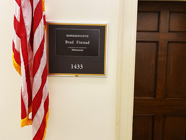 Brad Finstad has inherited Jim Hagedorn's office in the Longworth House office building.