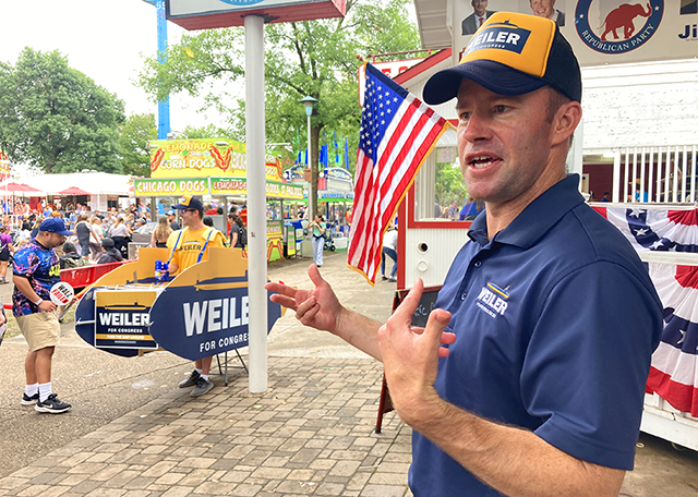 Republican congressional candidate Tom Weiler shown in front of the Minnesota Republican Party booth at the Minnesota State Fair.