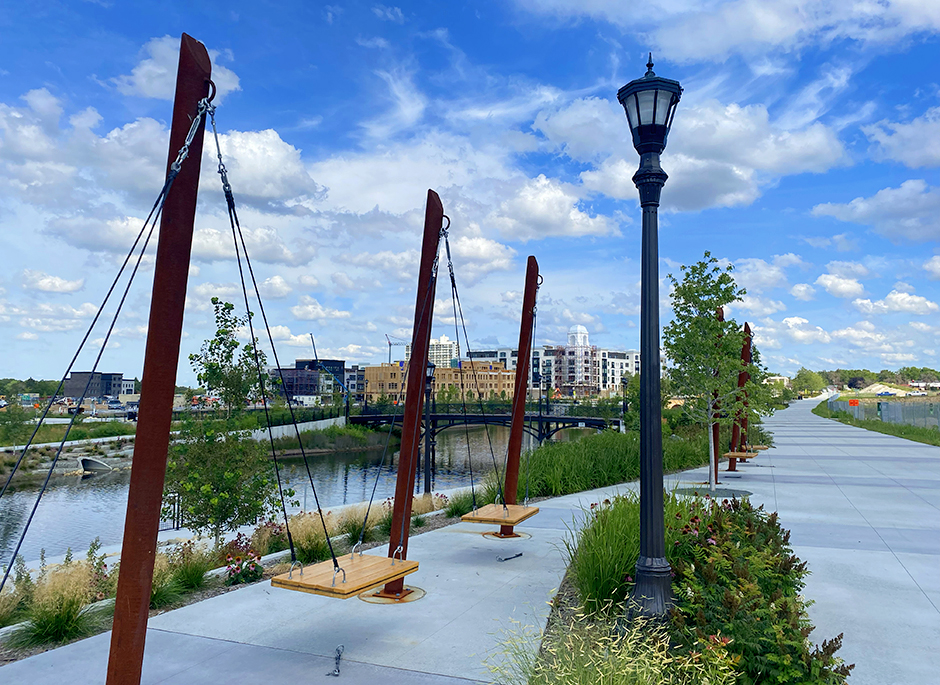 The now-open public space at the center of Highland Bridge.
