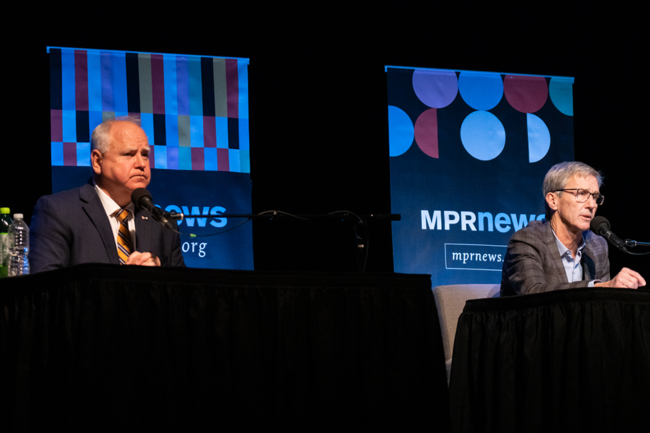 Gov. Tim Walz and Republican candidate Scott Jensen debated Friday noon at the Fitzgerald Theater in St. Paul.