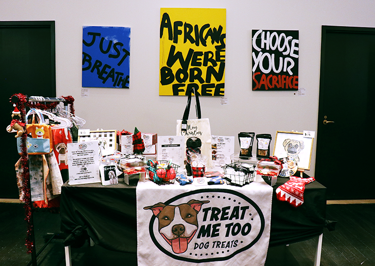 The Treat Me Too Dog Treats booth at the Holiday Market.