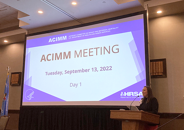 Socia Love-Thurman, the chief health officer for the Seattle Indian Health Board, speaking during the first day of the ACIMM conference.