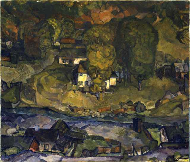 Oil-on-canvas painting of Connemara Patch by Wilbur Hausenur, ca. 1935.