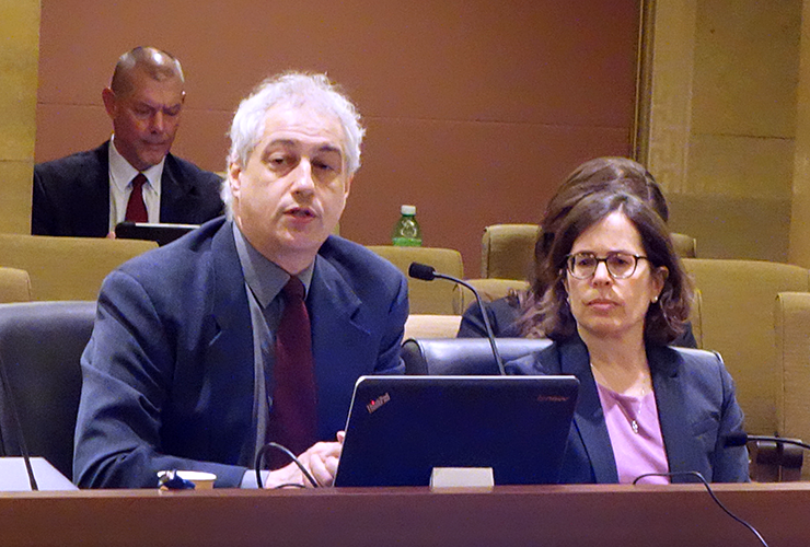 Audit project manager David Kirshner and Legislative Auditor Judy Randall shown at Wednesday's hearing.