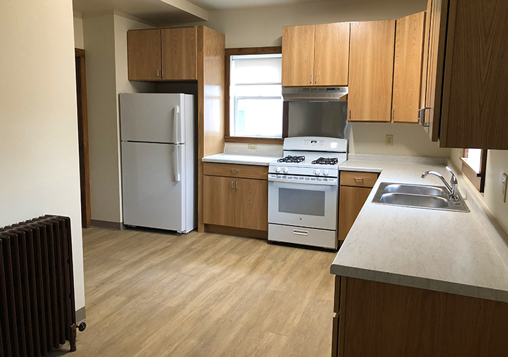 A photo of a recently-redone kitchen in one of the Minneapolis Public Housing Authority's scattered site homes in Powderhorn Park.