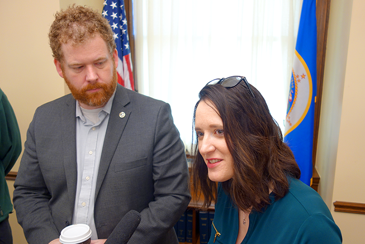 State Rep. Zack Stephenson and state Sen. Lindsey Port, co-chairs of the conference committee on the marijuana bill.