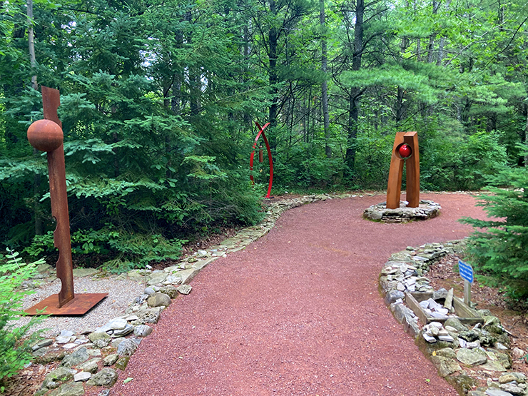 The Edgewood Orchard Gallery has a winding path that traverses through its whimsical sculpture park.