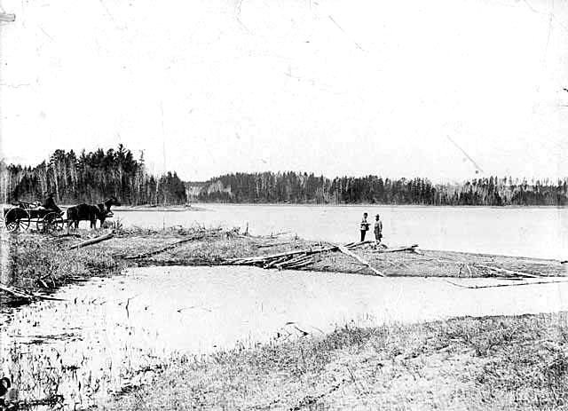 Jacob Brower at the Lake Itasca basin at DeSoto Lake, 1889.