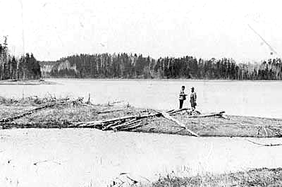 Jacob Brower at the Lake Itasca basin at DeSoto Lake, 1889.
