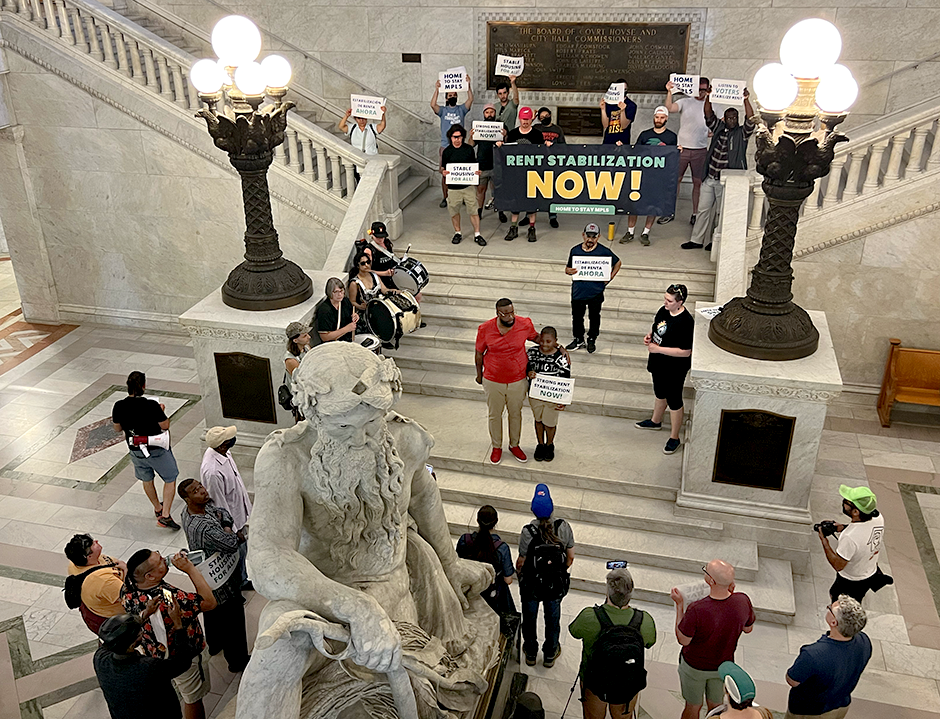 On June 6, 2023, a coalition of advocacy groups called Home to Stay Minneapolis staged a rally urging the City Council to pass a rent control policy. Nearly a month later, opponents voted to kill the rent control proposal.
