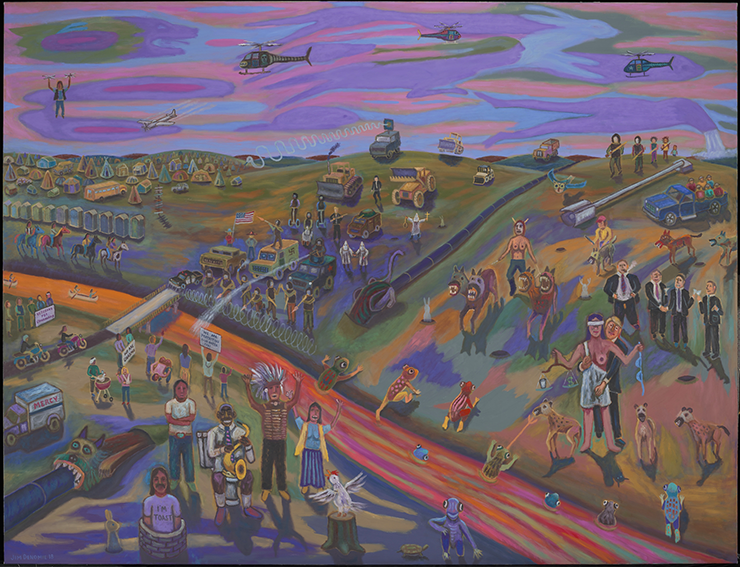“Standing Rock,” Jim Denomie, oil on canvas