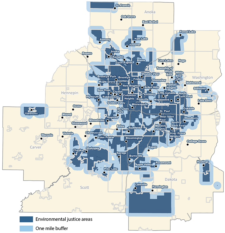 Twin Cities environmental justice areas
