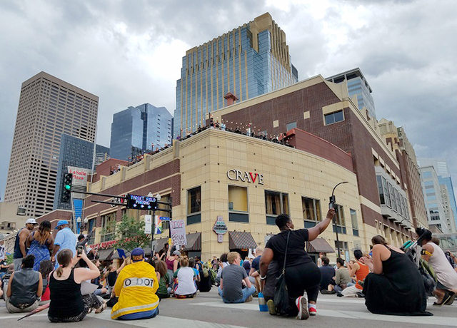 Protesters performed 'die-ins' at several intersections on Hennepin Avenue