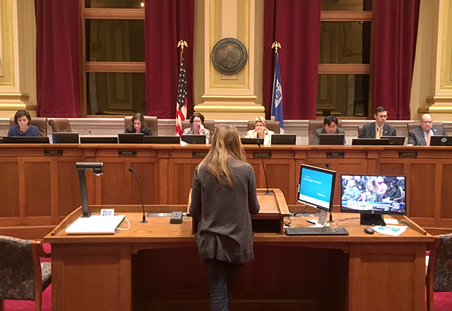 The Minneapolis City Council listening to public testimony