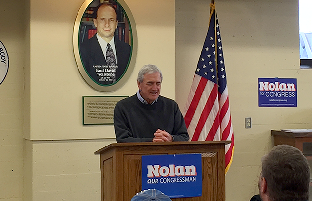 Rep. Rick Nolan speaking to constituents at the Labor Temple in Duluth