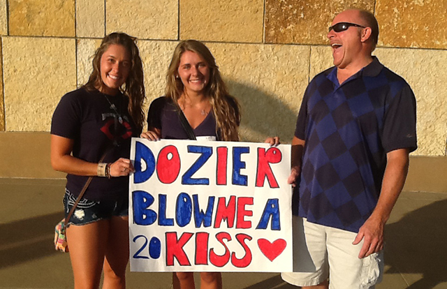 Dozier Blow Me A Kiss sign