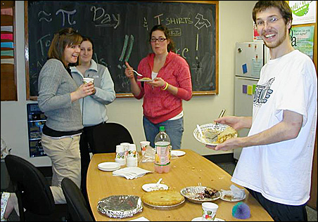 Augsburg College math students Katie Pendo, left, Jenny Klemenhagen, Andrea Toft and Bill Helm