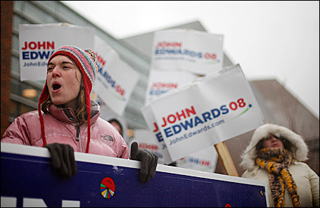 Supporters of U.S. presidential candidate John Edwards