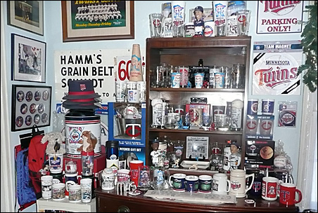 A spare bedroom at Michael Samuelson's house is a shrine to all things related to the Minnesota Twins.