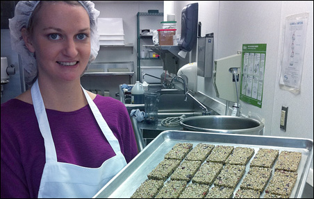 Wendy Sorquist hand-makes Pashen Bars at Kindred Kitchen, a North Minneapolis food-business incubator.