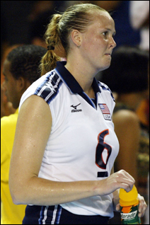 Elisabeth Bachman shown following the defeat of the U.S. team during the XIV Pan American Games, August 14, 2003.