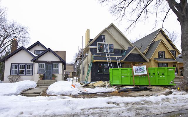 Two homes in the 4500 block of Abbott Avenue under construction.