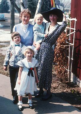 Susan Leaf's mother at age 62, taken on Easter 1989